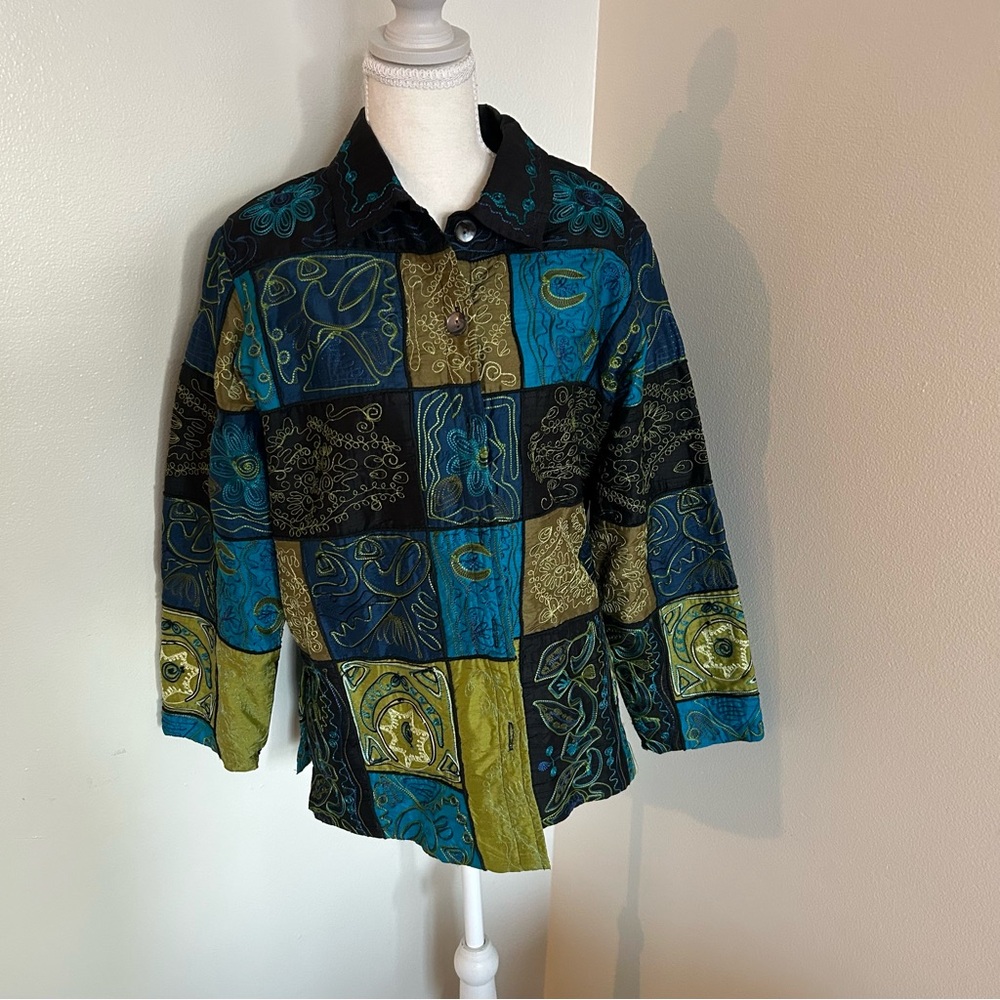 Laura Ashley Silk Patchwork Embroidered Jacket Women’s Medium